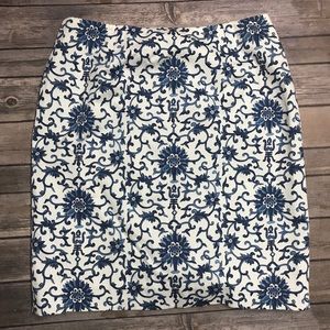 Lauren Ralph Lauren Blue White Pencil Skirt 6